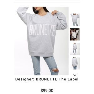 Brunette big sister crew pebble grey white. New with tags!